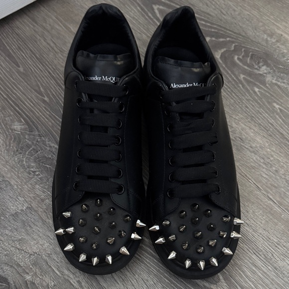 Alexander McQueen Black Sneakers with Silver Spikes